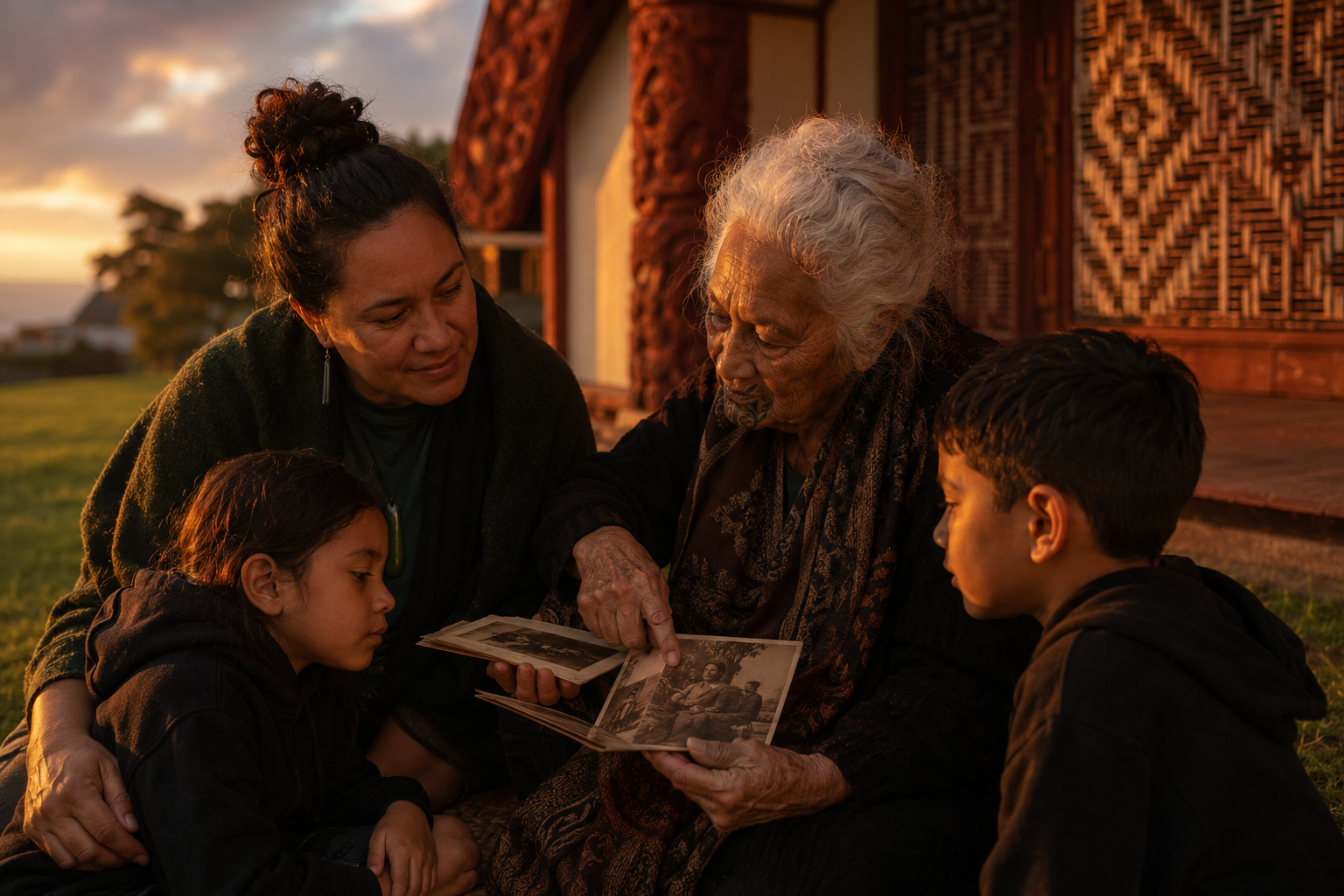 Kaumātua sharing whakapapa and stories with tamariki