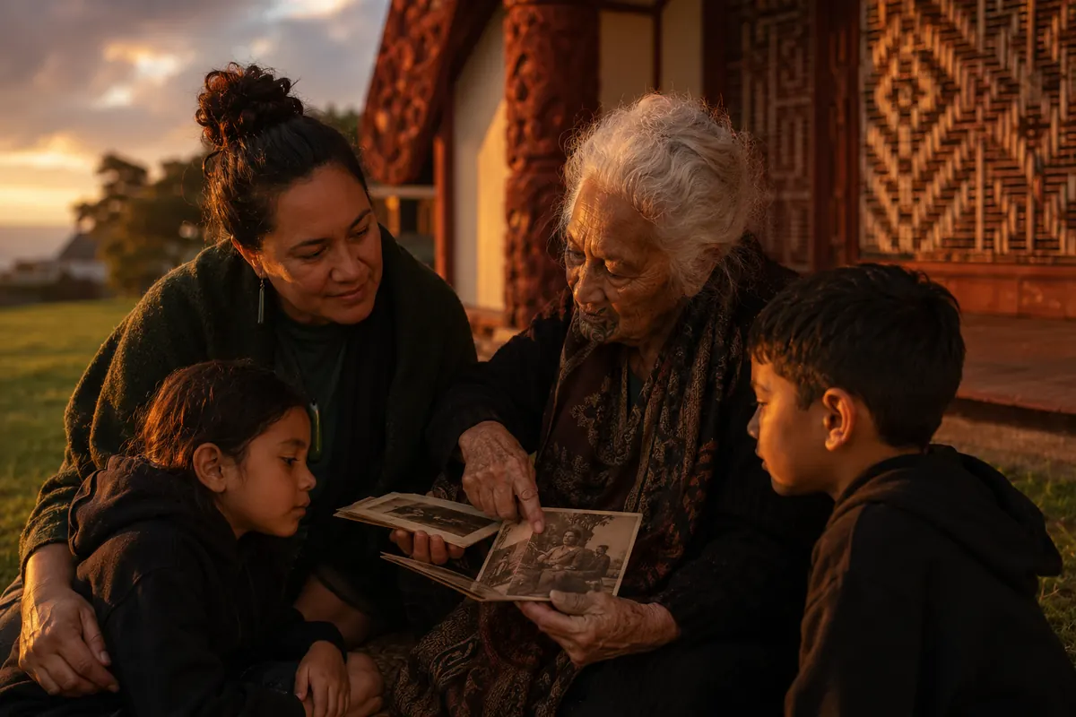 Kaumātua sharing whakapapa and stories with tamariki